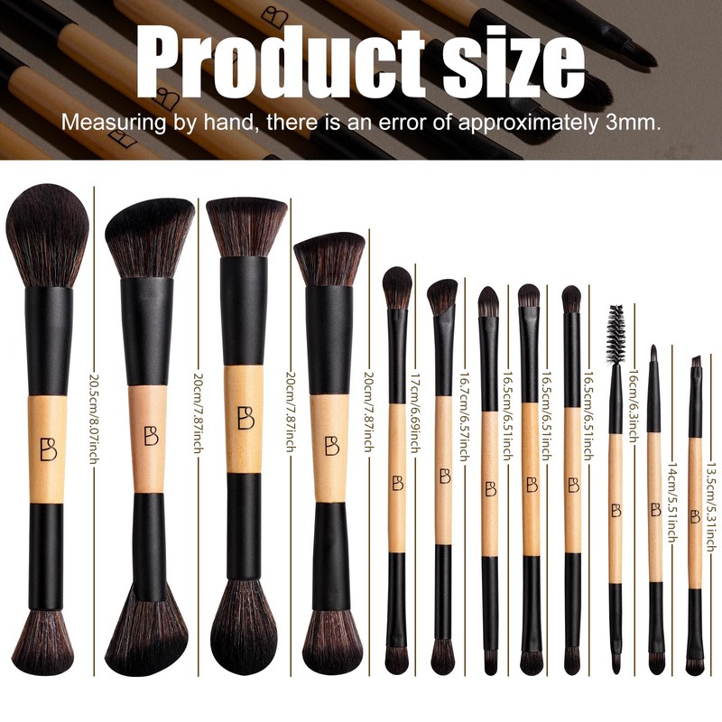 BS-MALL Double-ended Makeup Brush Set With Concealer Brush & Foundation