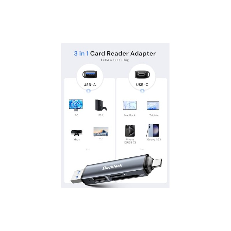dockteck Lector de Tarjetas SD, 5G Super Speed ​​USB3.0, 3