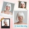 12 Inch White Bob Wig with Bangs, Synthetic Heat-Resistant Silver