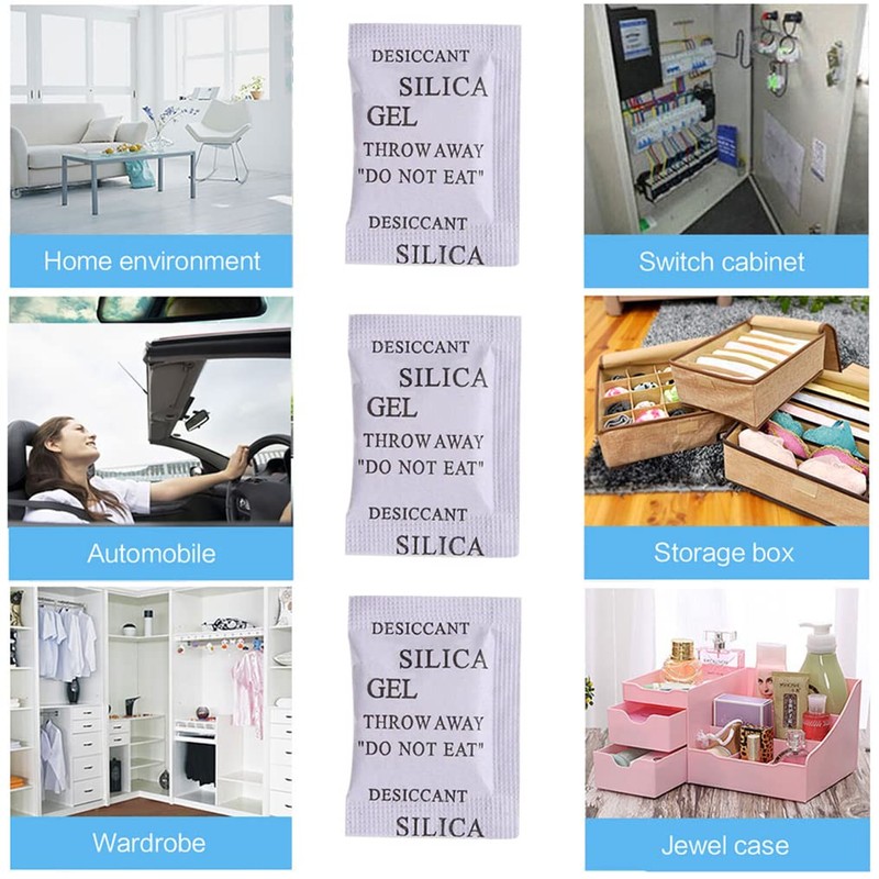 Weriirew 100 Bags Silica Gel Bag Sachets Desiccant Small Bags