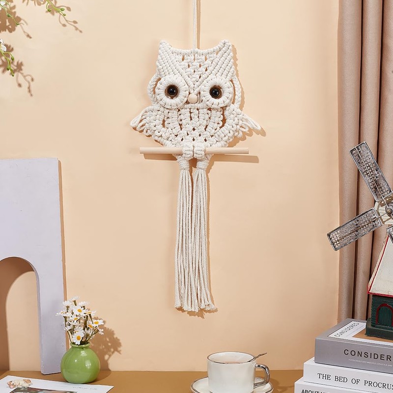 ORIGACH DIY Macrame Owl Wall Hanging Kit Hand Woven Macrame