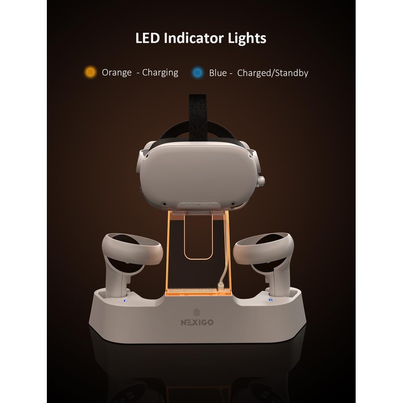 NexiGo Enhanced Charging Dock with LED Light [On/Off] for Oculus