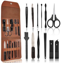 Manicure Set Glamour Manicure Pedicure Kit Nail Clippers, 12Pcs Professional Stainless Steel Grooming Kit for Men Women Nail Care Tools for Home and Travel
