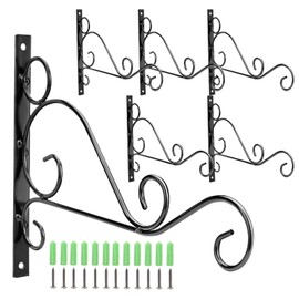 KEILEOHO 6 PCS 10 Inches Hanging Plant Bracket, Wall Mount Metal Plant Hanger with Screws, Iron Plant Brackets for Hanging Baskets Plants Flower Wind Chimes Bird Feeders Indoor Outdoor Home Decor