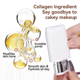 SIYDYRIT Makeup Base Primer with Collagen, Foundation Stick with Brush, Flawless Eraser Anti-aging Beauty Stick, Waterproof Long-lasting Makeup for All Skin Types