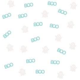 120 Ghost Confetti, Little Boo Confetti, Sky Blue Glitter Spooky One Paper Confetti, Halloween Ghost Cut Outs, Halloween Baby Boy Birthday Party Table Decoration