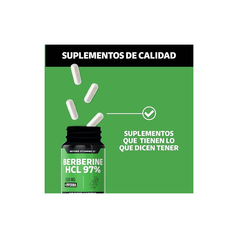 Berberina HCL 97% | 500mg de Berberina Clorhidrato, potenciado con