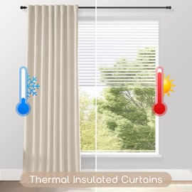SHINELAND Light Beige Linen Blackout Curtains 90 Inches Long for Bedroom Living Room Dining Room 2 Panels Ceiling Curtain for Door Window Back Tab with Insulated Liners