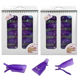 Pana 20 Pieces PURPLE Reusable Acrylic Nail Soak Treatment UV Gel Polish Remover Clip Cap Manicure Tool