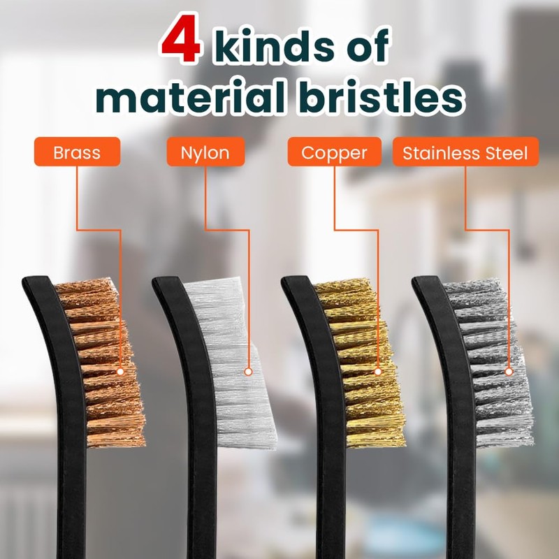 8 Piece Wire Brush Set, Stainless Steel Brush, Small Brass