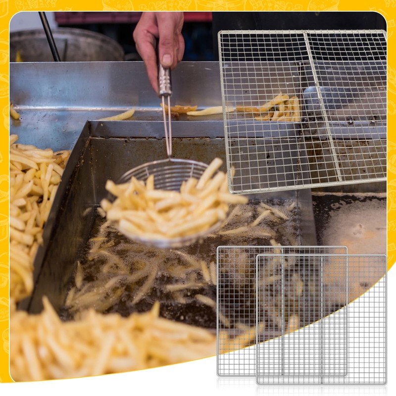 Yaocom 4 Pcs 13.5 x 13.5 Inch Fryer Screen Stainless