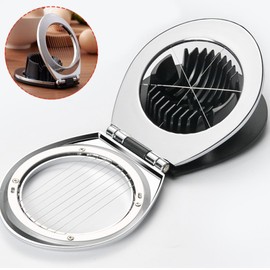 Stainless Steel Egg Slicer, 3 Slicing Styles Heavy Duty Boiled Egg Cutter, Dishwasher Safe Manual Egg Slicer for Strawberries, Soft Fruits, Salads & Garnish