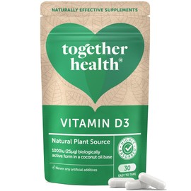 Vitamin D3 – Together Health – 1000iu Vitamin D3 – from Wild-Grown Lichen – Vegan Friendly – Made in The UK – Pack of 3-90 Vegecaps