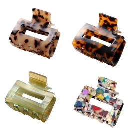 4Pcs Hair Claw Clips, BetterJonny Acetate Hair Clips Square Hair Jaw Clips Hair Accessories for Women Medium Hair Clips Tortoise Barrettes Hair Accessories