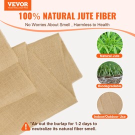 VEVOR Burlap Fabric Roll, 40” x 75 ft High Density Natural Jute Fiber Material for Outdoor Plant Care, Tree Wrap Roll, Decor, DIY Crafts, Wedding, Garden Weed Barrier, Plants & Trees Winter Covering