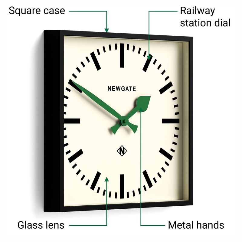 NEWGATE® Number Five Wall Clock | Square Retro Inspired Modern