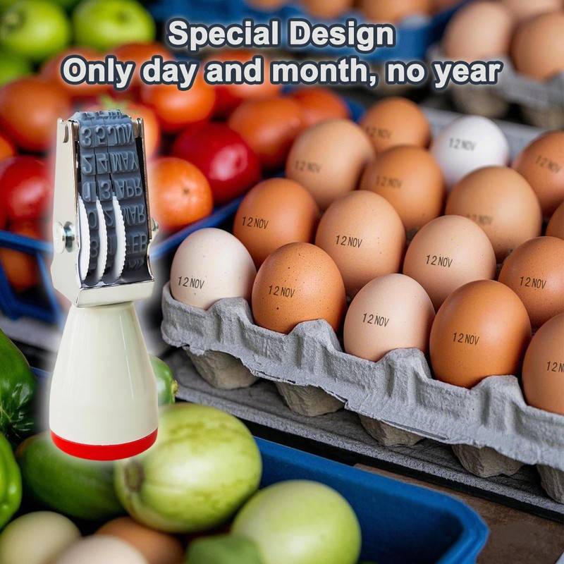 Homvik Egg Date Stamp for Fresh Eggs, Rubber Egg Stamper,