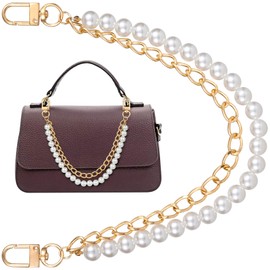 DAZEBRA Pearl Purse Double Chains, Stainless Steel Bag Extender Chain for Women, Purse Straps Replacement Charms Accessories for Wallets Handbags Shoulder Bags- Silver
