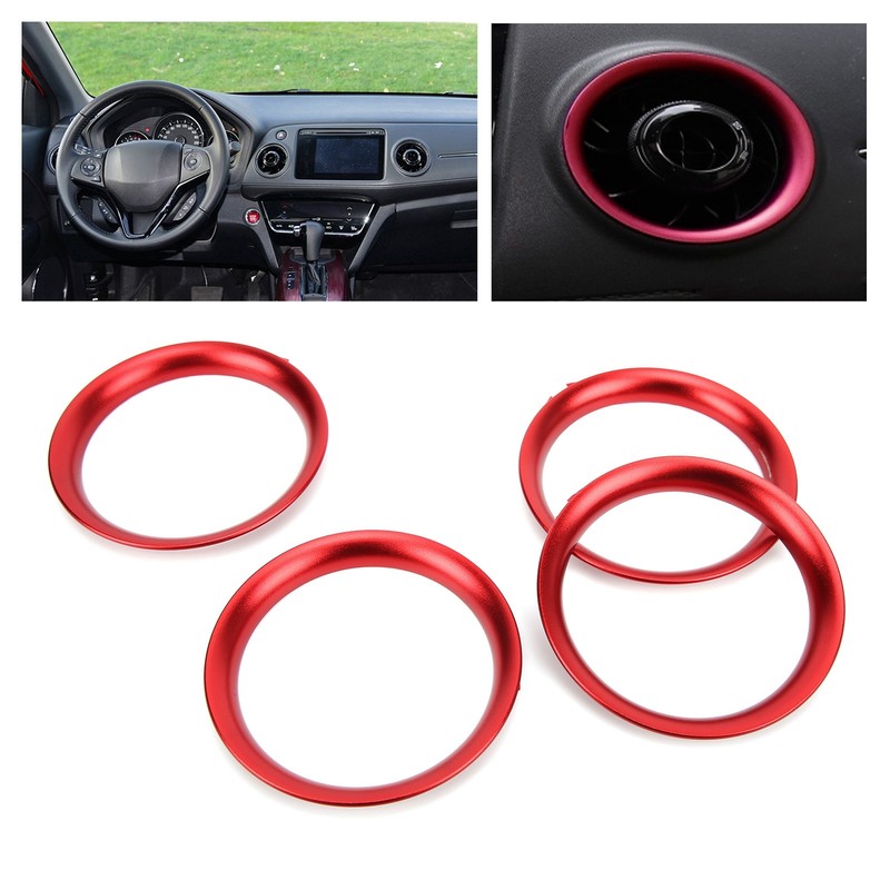4pcs Air Vent Outlet Rings Cover Trim Red Decoration Replacement