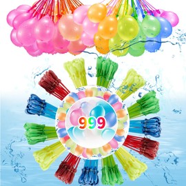 999 Pieces Water Bombs Self-Closing, Reusable Water Balloons, Quick-Filling Water Bombs for Children's Pool, Quick Fill & Knot, Ideal for Party, Pool and Beach Games