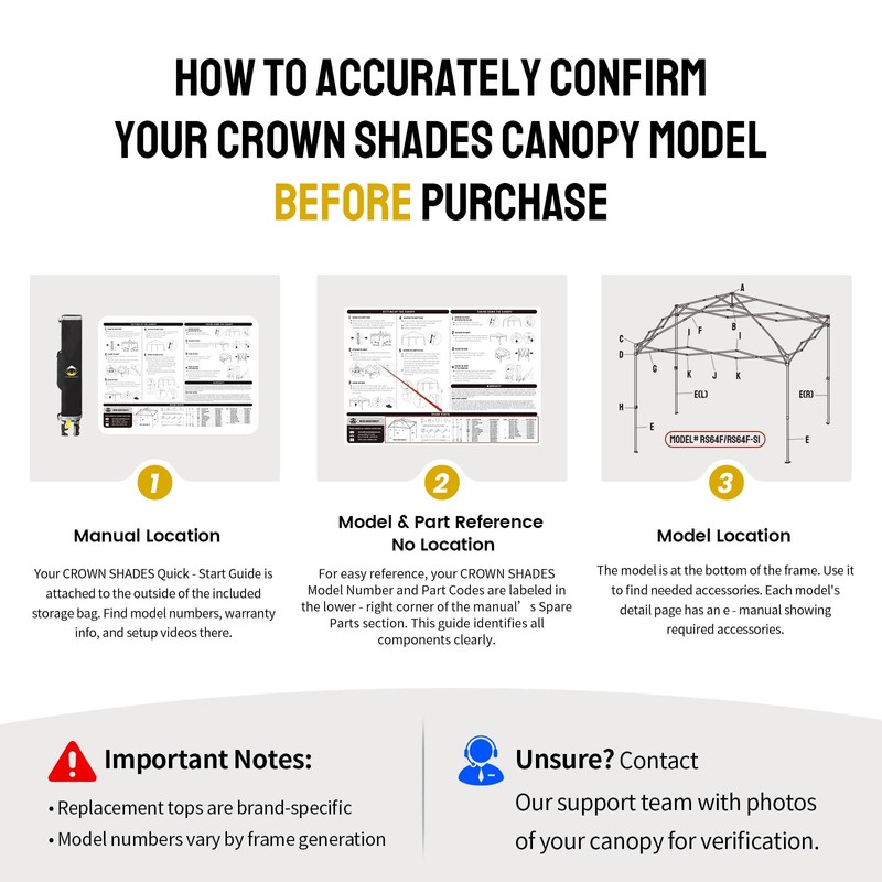 CROWN SHADES 8x8 Canopy Replacement Top - Only Compatible with