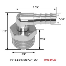 Joywayus Swivel 90 Degree Elbow,5/16" Hose Barb x 1/2" Male NPT Pipe Fitting,Nickel Plated Brass Adjustable Adapter