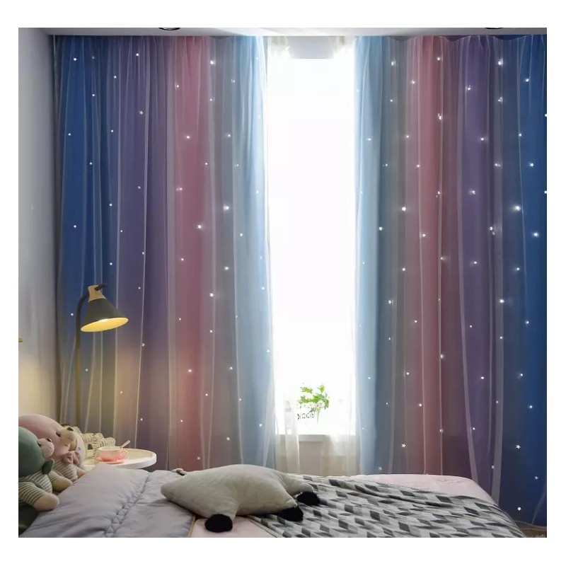 LUCINATIA 2piezas Cortinas Blackout Para Niños 132x214cm Con Estrellas