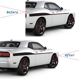 2X Rear Side Window Louvers for Dodge Challenger 2008 2009 2010 2011 2012 2013 2014 2015 2016 2017 2018 2019 2020 2021 ABS Windshield Sun Shade Cover (Matte Black)