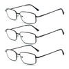 EYE ZOOM 3 Pack Extra Wide Rectangular Metal Reading Glasses
