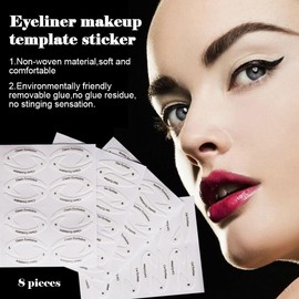 8 Piece Eye Art Toolkit，Cat Eyeliner Stencils & Templates ， Quick Winged, Smokey Eye Designs ， Eyeshadow, Liner Guides ， Makeup Accessories for Beginners & Pros