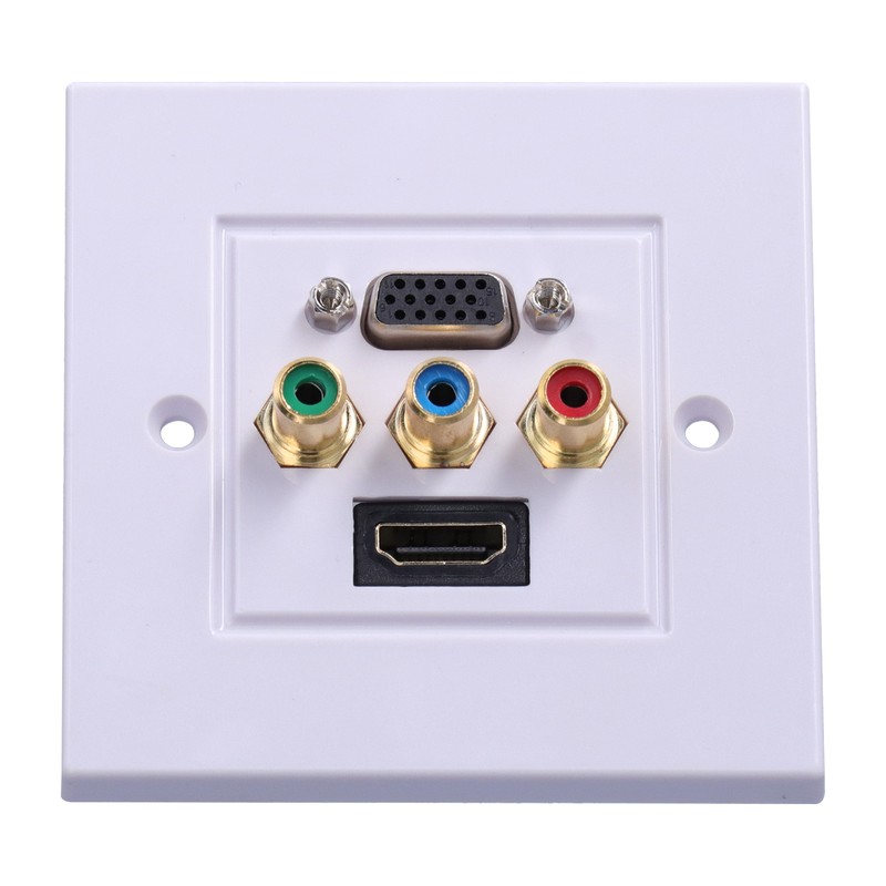VGA+High Definition Multimedia Interface 3RCA Wall Plate Panel Socket for