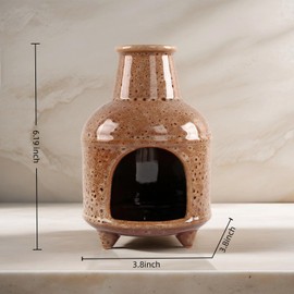 Zynzthos Handmade Ceramic Palo Santo Holder Burner & Sage Holder - Mini Tabletop Chiminea Burner Tray with Ash Catcher, Decorative Incense Holder for Spiritual Meditation & Yoga(Brown)