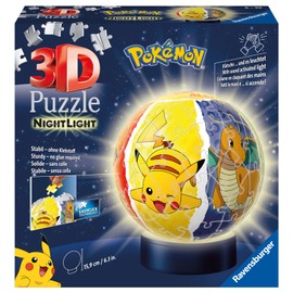 Ravensburger 3D Puzzle 11547 - Night Light Puzzle Ball Pokémon - 72 Pieces - for Pokémon Fans from 6 Years, LED Bedside Lamp with Clapping Mechanism
