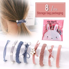 8 PCS Girls Hair Accessories,Hair Scrunchies for Girls/Women, Ponytail Holders,Hair Elastics for Women, Multi Color Hairbands for Girls,Hair Ties Ropes for Thick,Curly,Straight Hair or Thin Hair