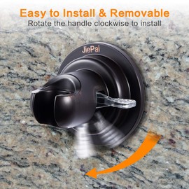 JiePai Vacuum Suction Cup Shower Head Holder,Adhesive Suction Handheld Shower Holder Bracket,Removable Wall Mount Head Holder for Bathroom,Oil Rubbed Bronze