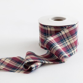 Pretty Jolly Frayed Plaid Cotton Red Ribbon for Gift Wrapping Flower Bouquet Craft Wedding Invitations Holiday Decor Hair Sewing Accessories 2 1/2 Inch x 25 Yds