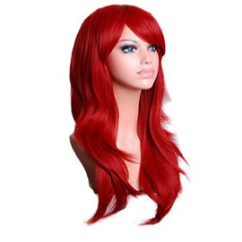 ZXUY Long Curly Wig Party Wigs for Women Synthetic Heat Resistant Fiber Cosplay Wigs (Red 27in)