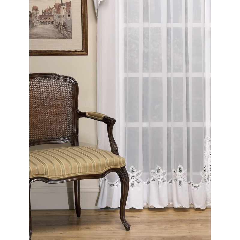 Today's Curtain Plymouth Classic Battenburg Applique Sheer Window Panel, 84-Inch,
