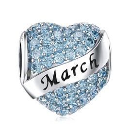 DALARAN - Abalorio de plata de ley 925 con forma de corazón para pulsera de cumpleaños Morado