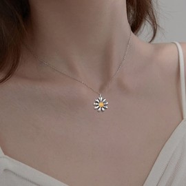 URONE Daisy Urn Necklace for Ashes 925 Sterling Silver Daisy Flower Urn Pendant Necklace Ashes Jewellery Memorial Gifts for Women