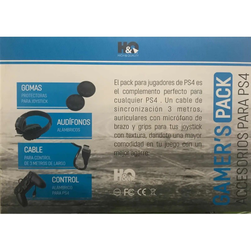 Set Gamer Play 4 Control, Audífonos, Cable 3mts Y Gomas