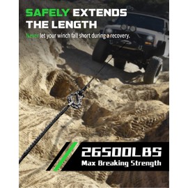 DAYDOOR Winch Rope Extension, 3/8'' x 50ft Synthetic Winch Extension Rope, 26,500 Lbs Winch Extension Line for Off Road Vehicle ATV UTV SUV Jeep(Gray)