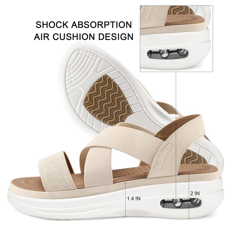 mysoft - Sandalias para caminar con banda elástica para mujer,