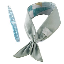 Elecom HCC-SC21BU Cool Scarf, Contact Cool Feel, Heat Protection, Ice Coating, Turquoise Blue x Yellow Ochre, Cooling