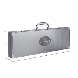 Home-Complete HC-1000 16PC Spatula, Tongs, Skewers, Case – Barbecue Tools for Father’s Day, Wedding, Anniversary, 16 pc BBQ Grill Accessories Set, Silver