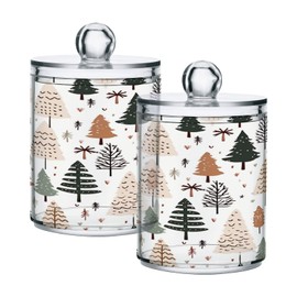 Zhirexin Christmas Tree 2PC Airtight Transparent Glass Storage Jar, Food Storage Container Glass, Can Store Candy, Salt, Coffee Beans, With lid, Easy To Use