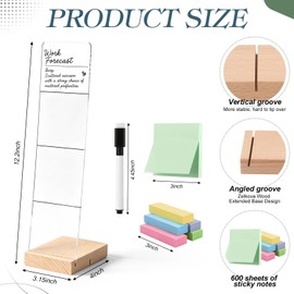 Affrolling Monitor Memo Board with Removable Wooden Base Acrylic Portable Memo Notes Holder Desk Accessories Organizer with 600 Sheets Reminder Notes Office Desk Decor Gift(Work Forecast)