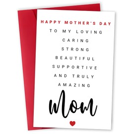 9CLEVER Happy Mother's Day Card - Mother Day Cards Funny From Son Daughter Kids Grandchild Husband, Mother Birthday Greeting Card with Red Envelope for Mom Stepmom Aunt Grandma Women
