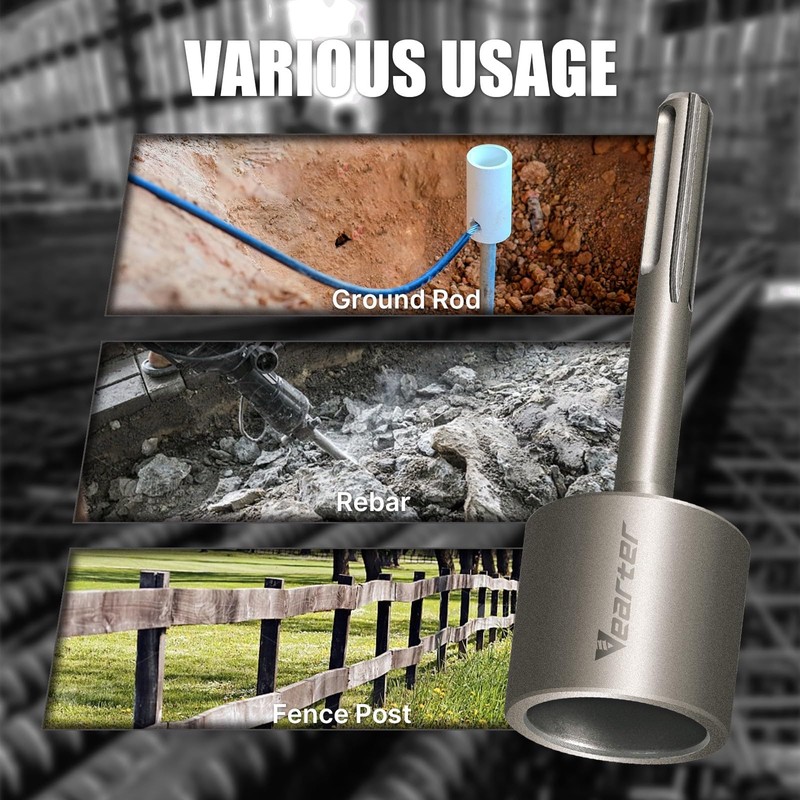 SDS MAX Shank T-Post Driver for 2'' Ground Rods, 40CrMo