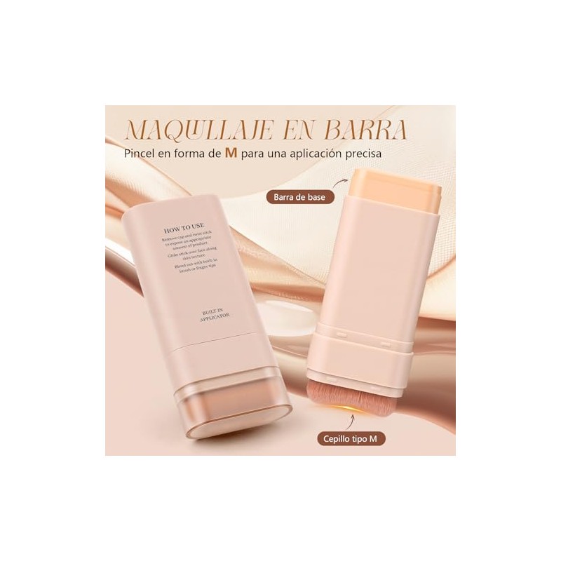Maquillaje en Barra, Base en Barra con Brocha 1 Crema